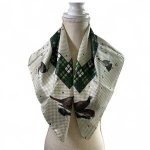 Cornelia James Silk Scarf Pheasants Birds Print Made in England Luxury Square